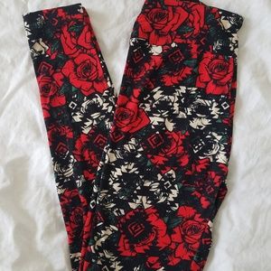 OS Rose and Aztec LLR Leggings - Like New!